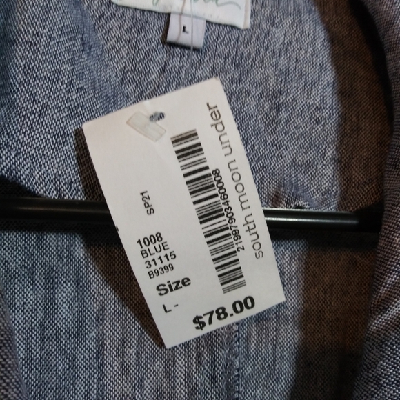 Juniper Blu Linen 2 Button Blue Blazer Jacket Pockets Sophisticated Size L - Picture 7 of 10